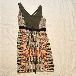 RACHEL Rachel Roy Green Multicoloured Full Zip V-Neck Mini Dress